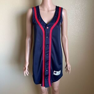 Champion Baseball Jersey Dress Navy Red Size XS